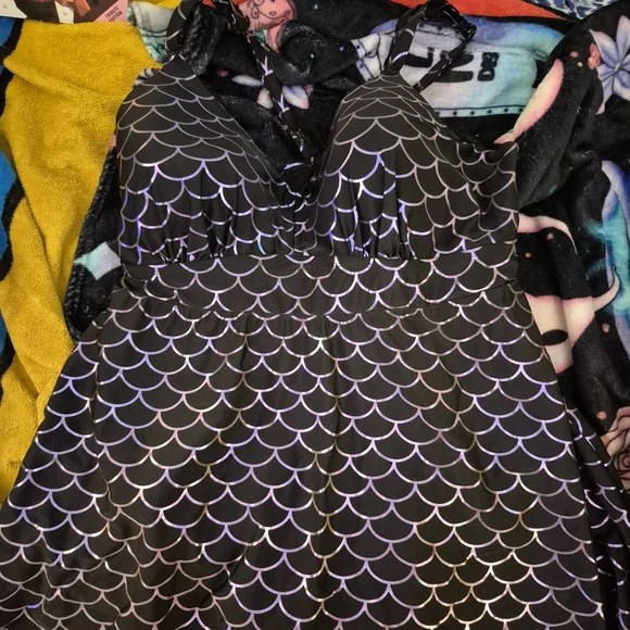 Torrid Black and Purple Mermaid One Piece Swimsuit - Picture 2 of 2